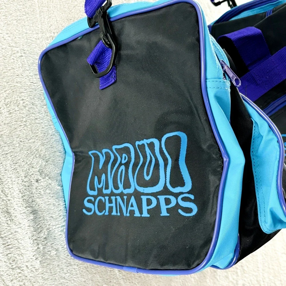 Vintage Maui Schnapps Duffel Bag Black Purple Aqua Blue Nylon Tote‎ 90s Y2K